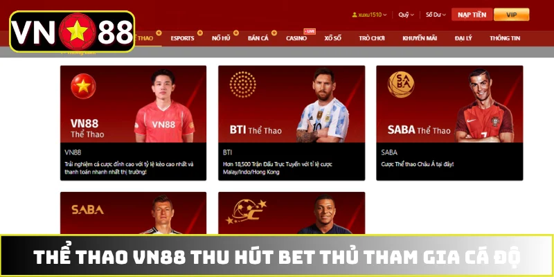Thể thao VN88 thu hút bet thủ tham gia cá độ